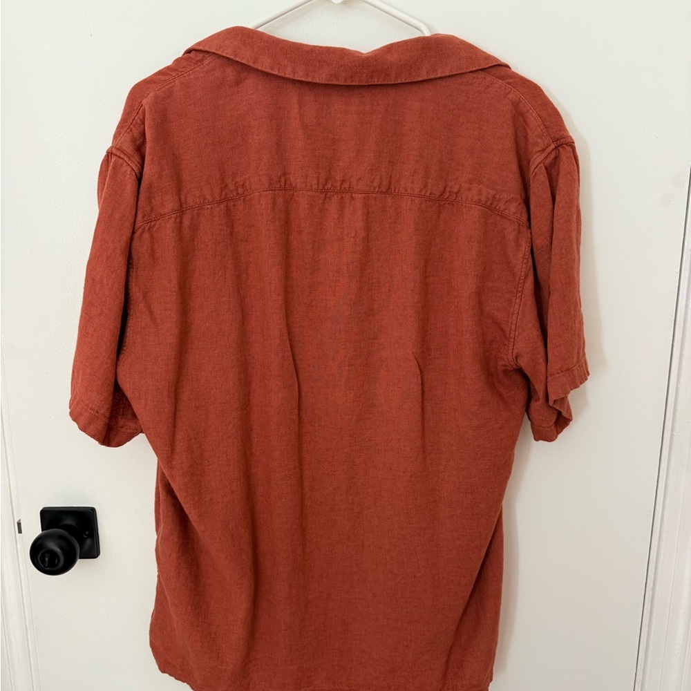 Abercrombie & Fitch Casual Rust Button Down Linen… - image 4